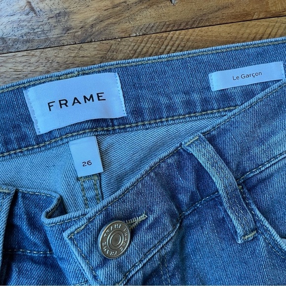 Frame Le Garçon Rolled Raw Hem Boyfriend Jeans Deepwater Wash - Picture 9 of 15